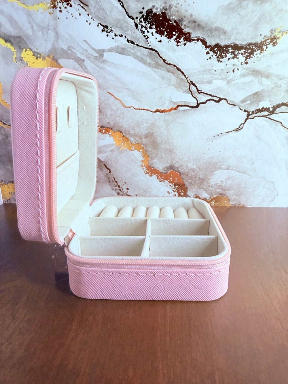 Compact Pink Jewelry Organizer Case - Picture 2 of 4